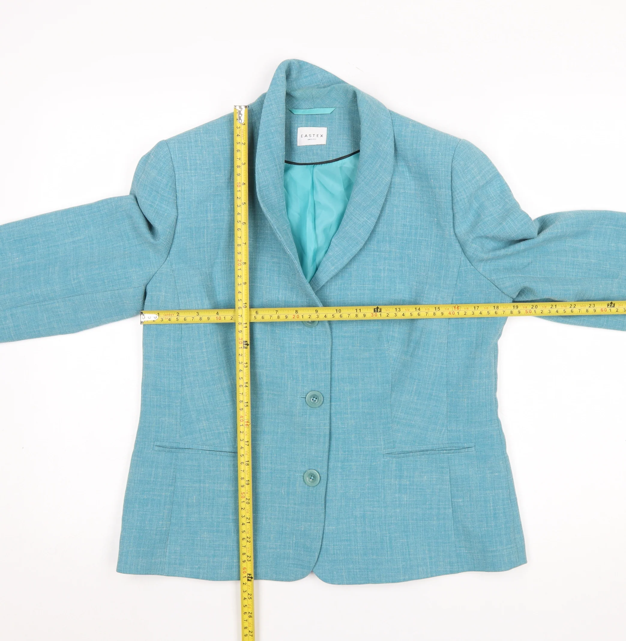 Eastex Women's Blue Linen Blend Two-Button Suit Jacket Size 12 - Image 2