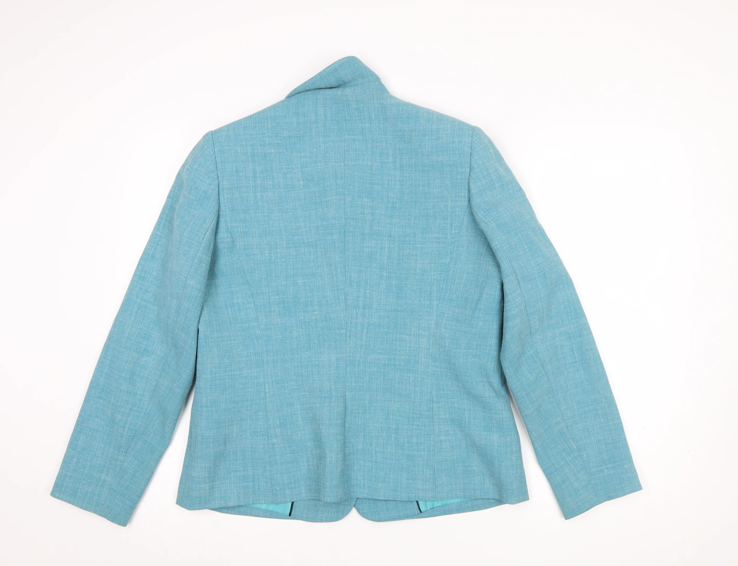 Eastex Women's Blue Linen Blend Two-Button Suit Jacket Size 12 - Image 3