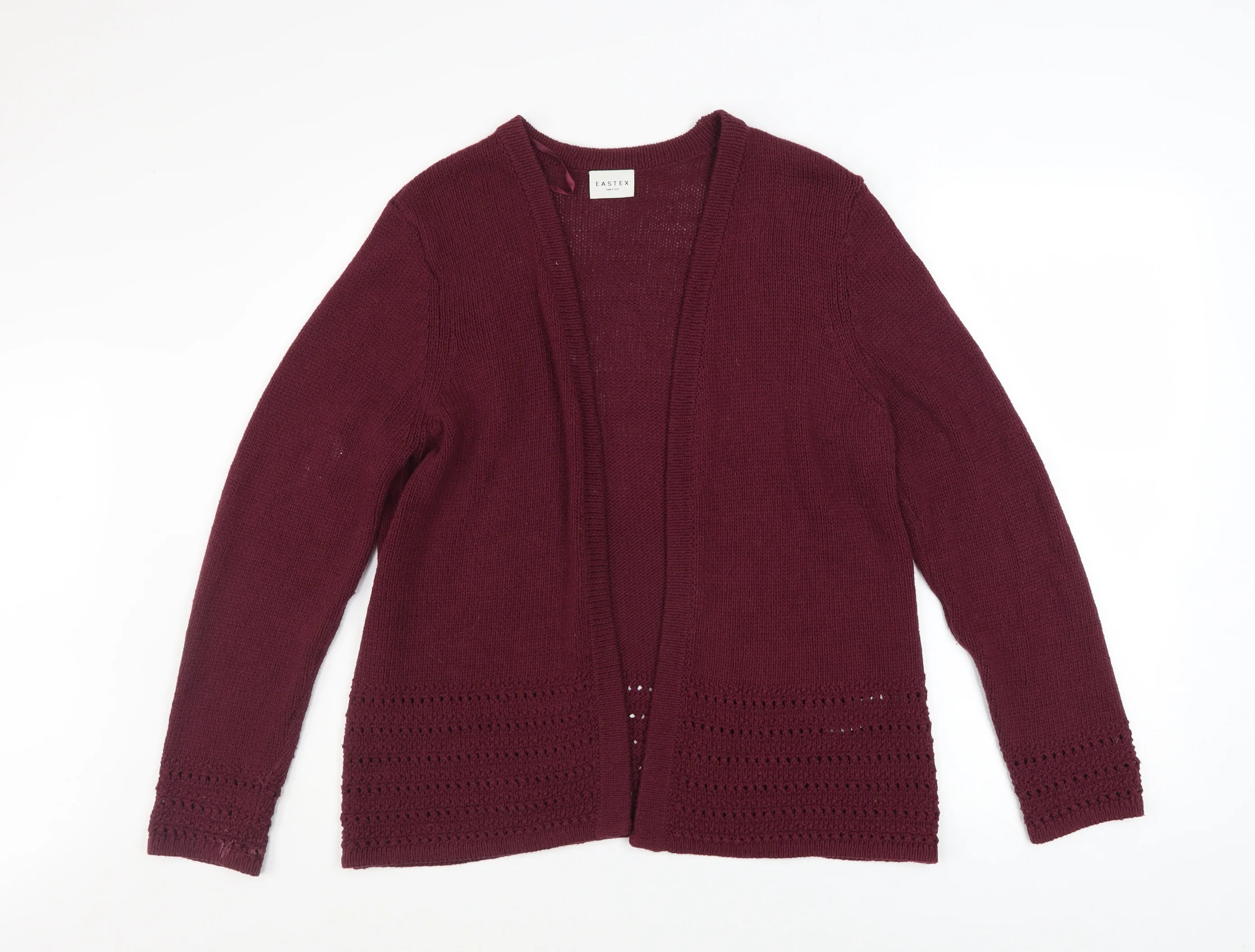 Eastex Women's Red Size 14 Open Knit Long Sleeve Cardigan