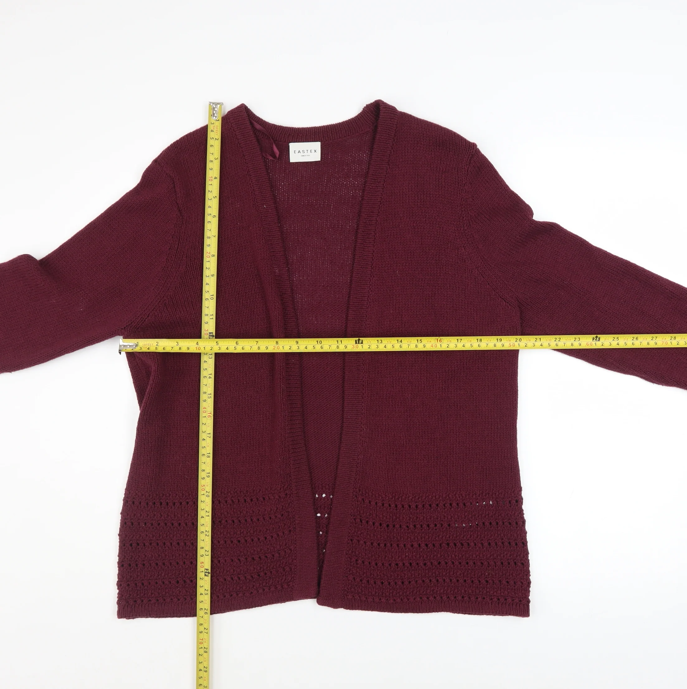 Eastex Women's Red Size 14 Open Knit Long Sleeve Cardigan - Image 2