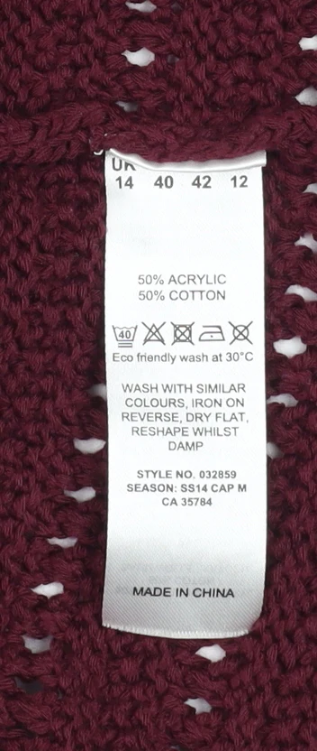 Eastex Women's Red Size 14 Open Knit Long Sleeve Cardigan - Image 5