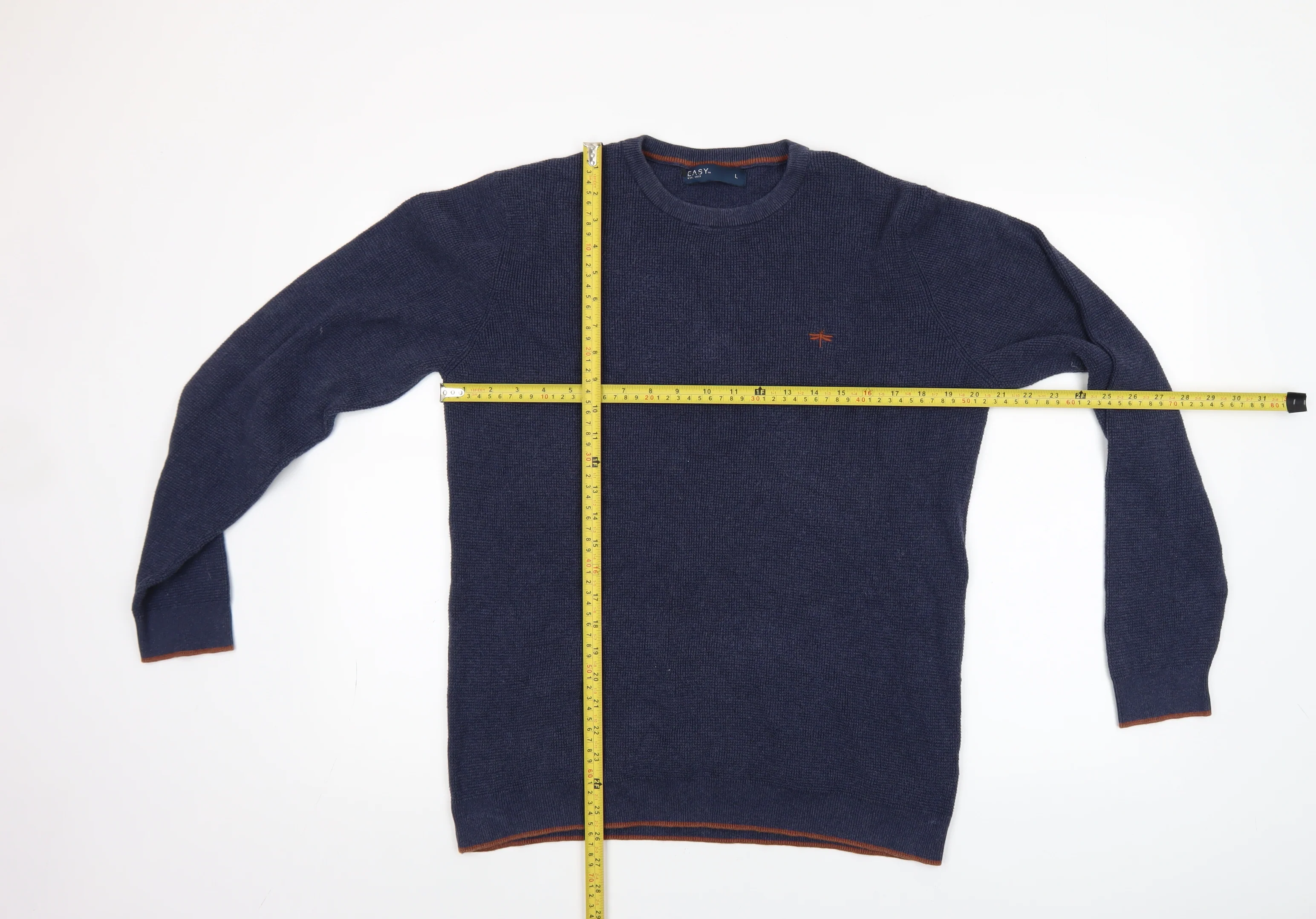 Easy Men’s Blue Cotton Blend Crew Neck Jumper Size L - Image 2
