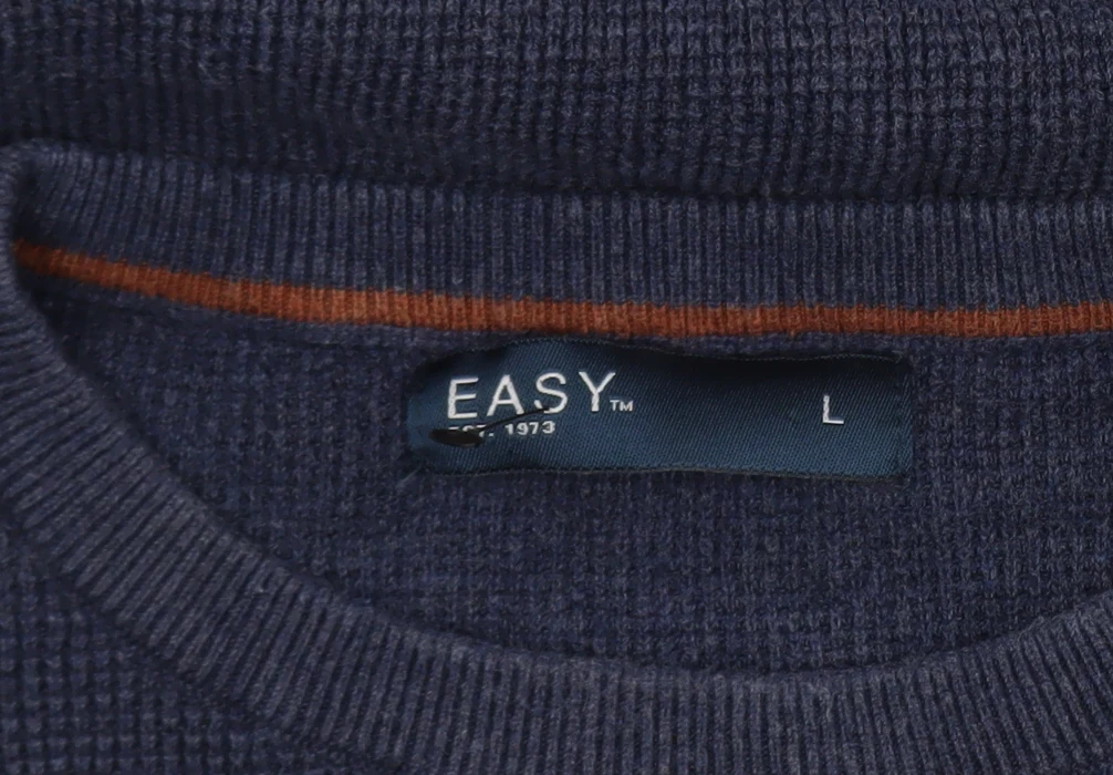 Easy Men’s Blue Cotton Blend Crew Neck Jumper Size L - Image 5