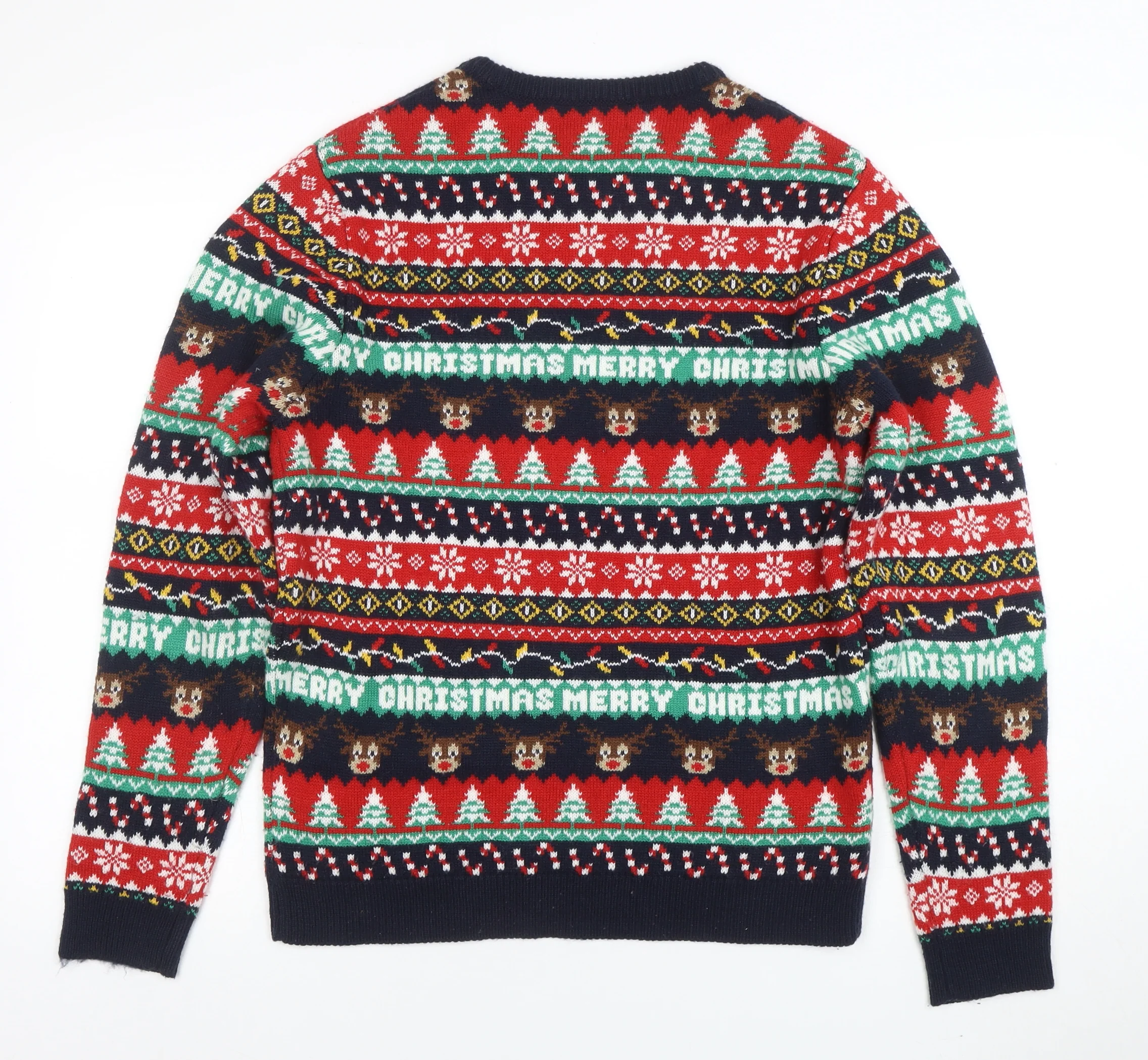 EASY Men’s Multicoloured Christmas Pullover Jumper M Crew Neck Knit - Image 3