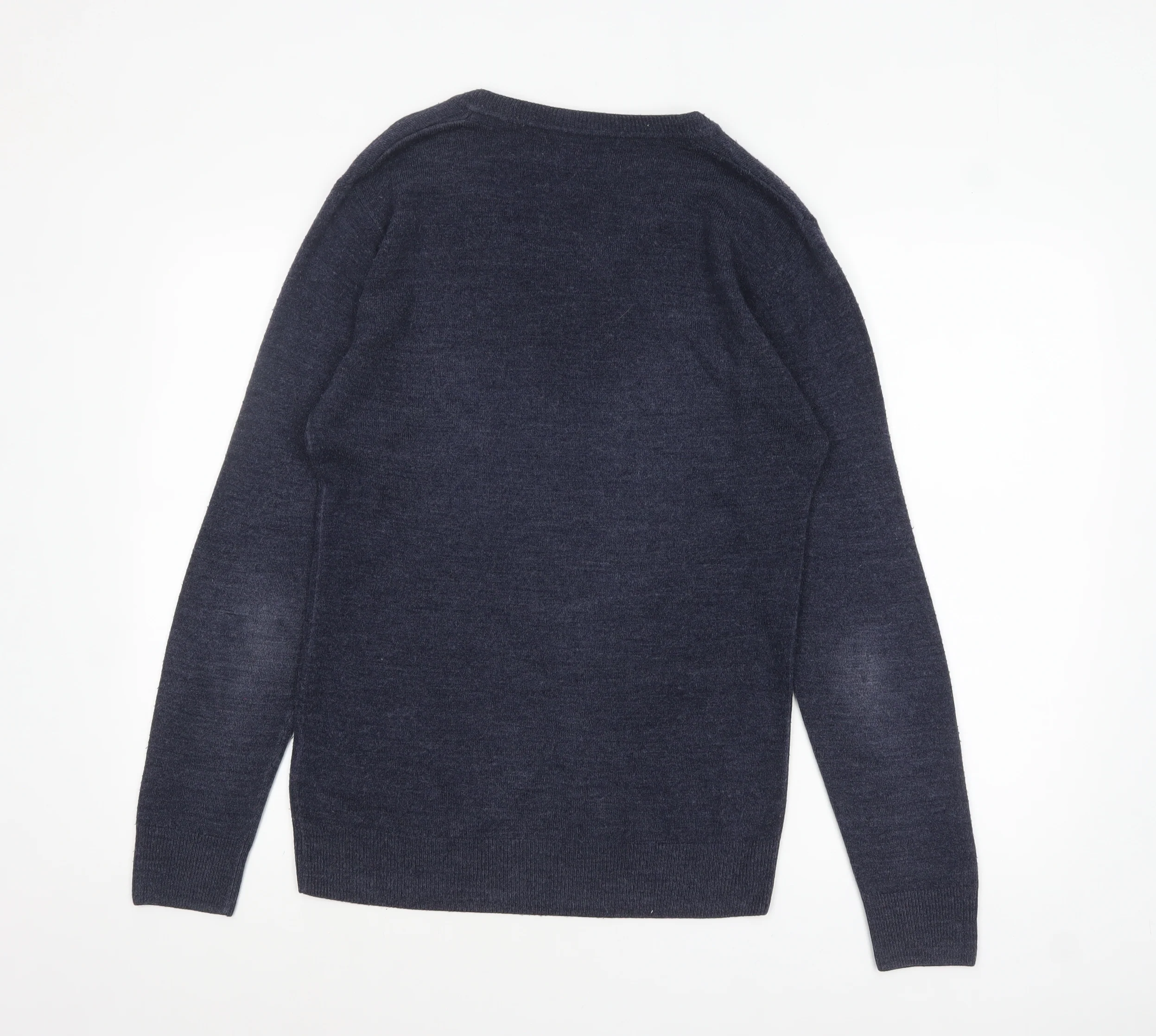 Easy Men's Blue V-Neck Acrylic Pullover Jumper Size S - Image 3