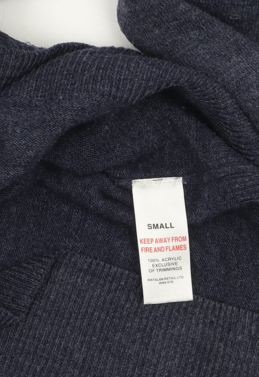 Easy Men's Blue V-Neck Acrylic Pullover Jumper Size S - Image 4