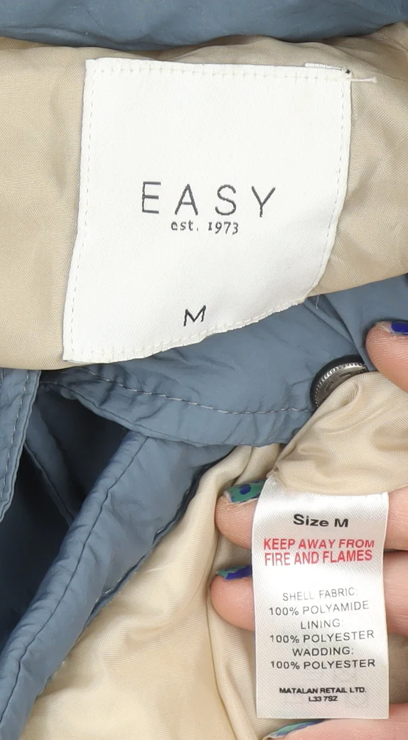 EASY Women Blue Puffer Jacket M Polyamide Polyester Lined Winter Coat - Image 4