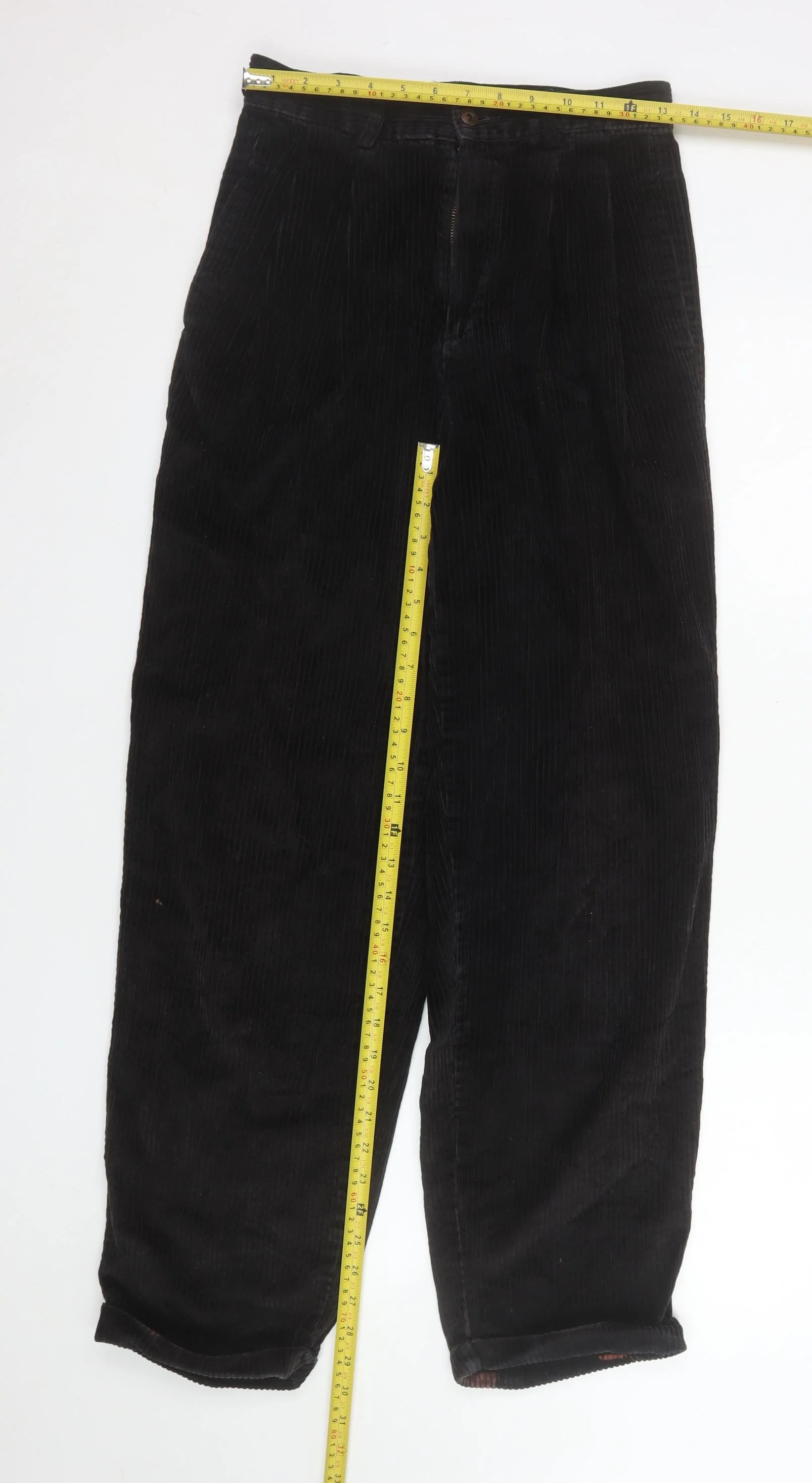 Eddie Bauer Women Black Corduroy High Rise Pleated Trousers Size 6 - Image 2