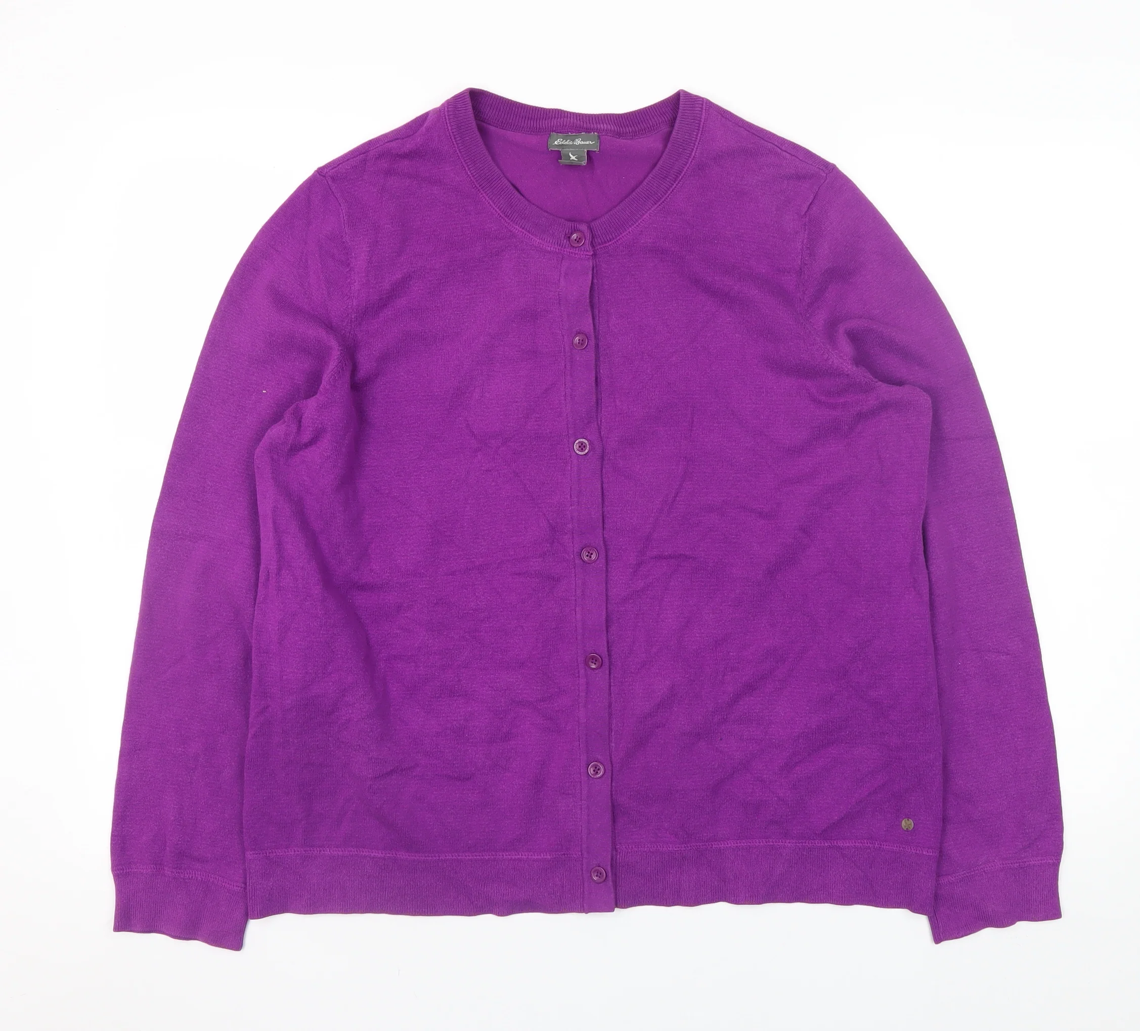 Eddie Bauer Women’s Purple XL Cotton Nylon Button Cardigan