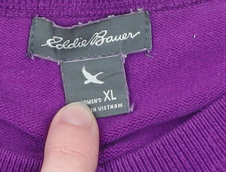 Eddie Bauer Women’s Purple XL Cotton Nylon Button Cardigan - Image 4