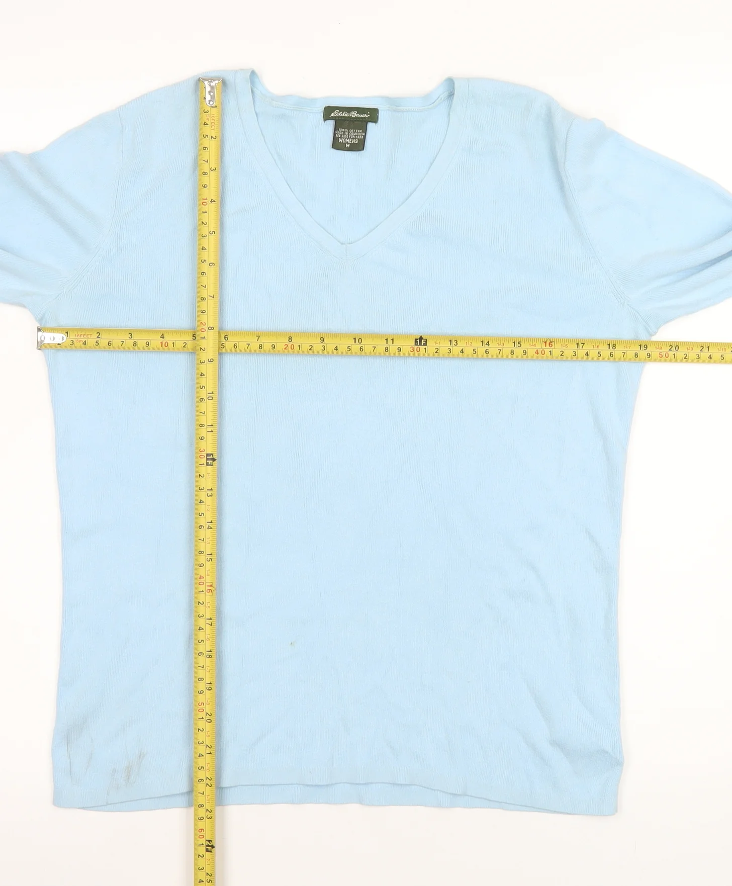 Eddie Bauer Womens Blue Cotton V-Neck Long Sleeve Pullover Jumper M - Image 2