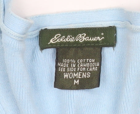 Eddie Bauer Womens Blue Cotton V-Neck Long Sleeve Pullover Jumper M - Image 4