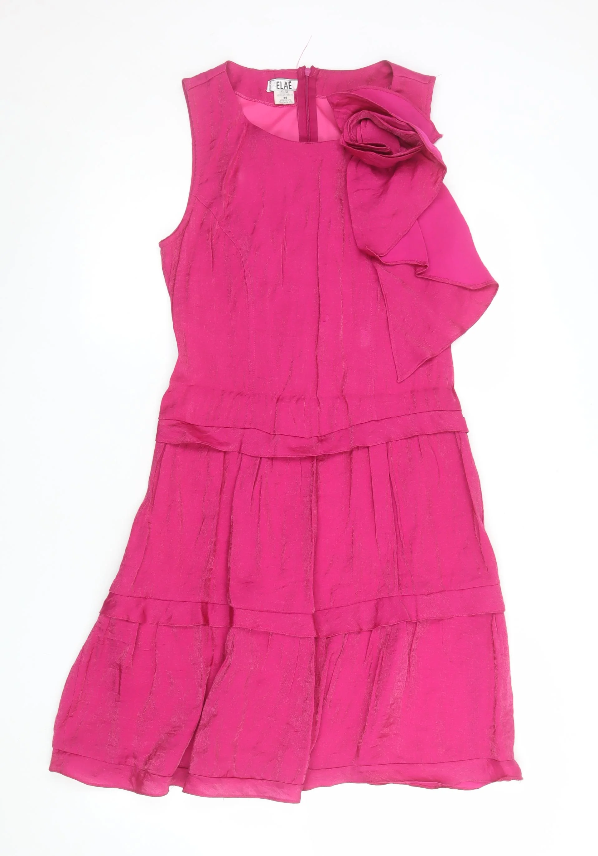 ELAE Women's Pink Knee Length Fit & Flare Sleeveless Party Dress M