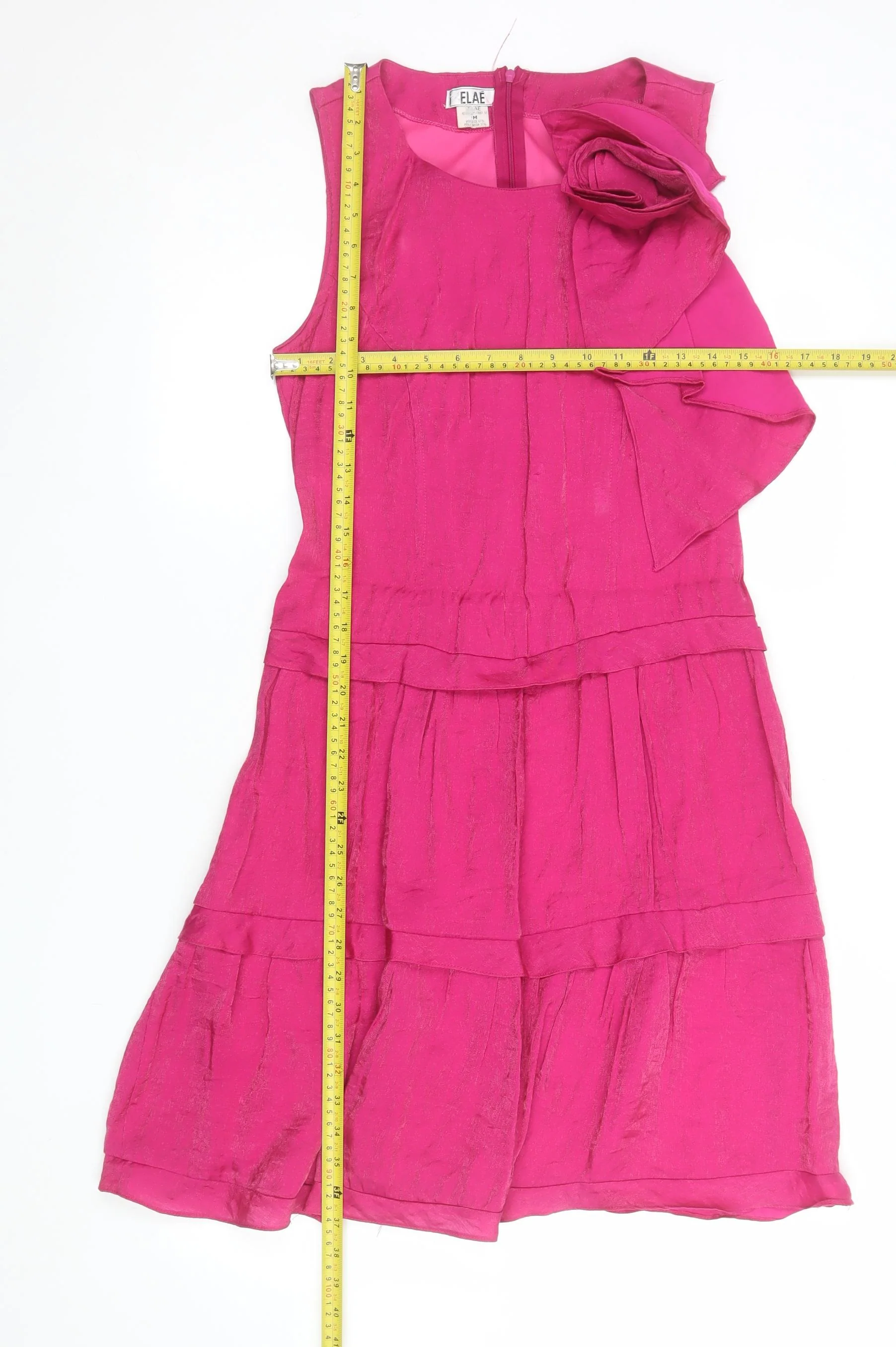 ELAE Women's Pink Knee Length Fit & Flare Sleeveless Party Dress M - Image 2