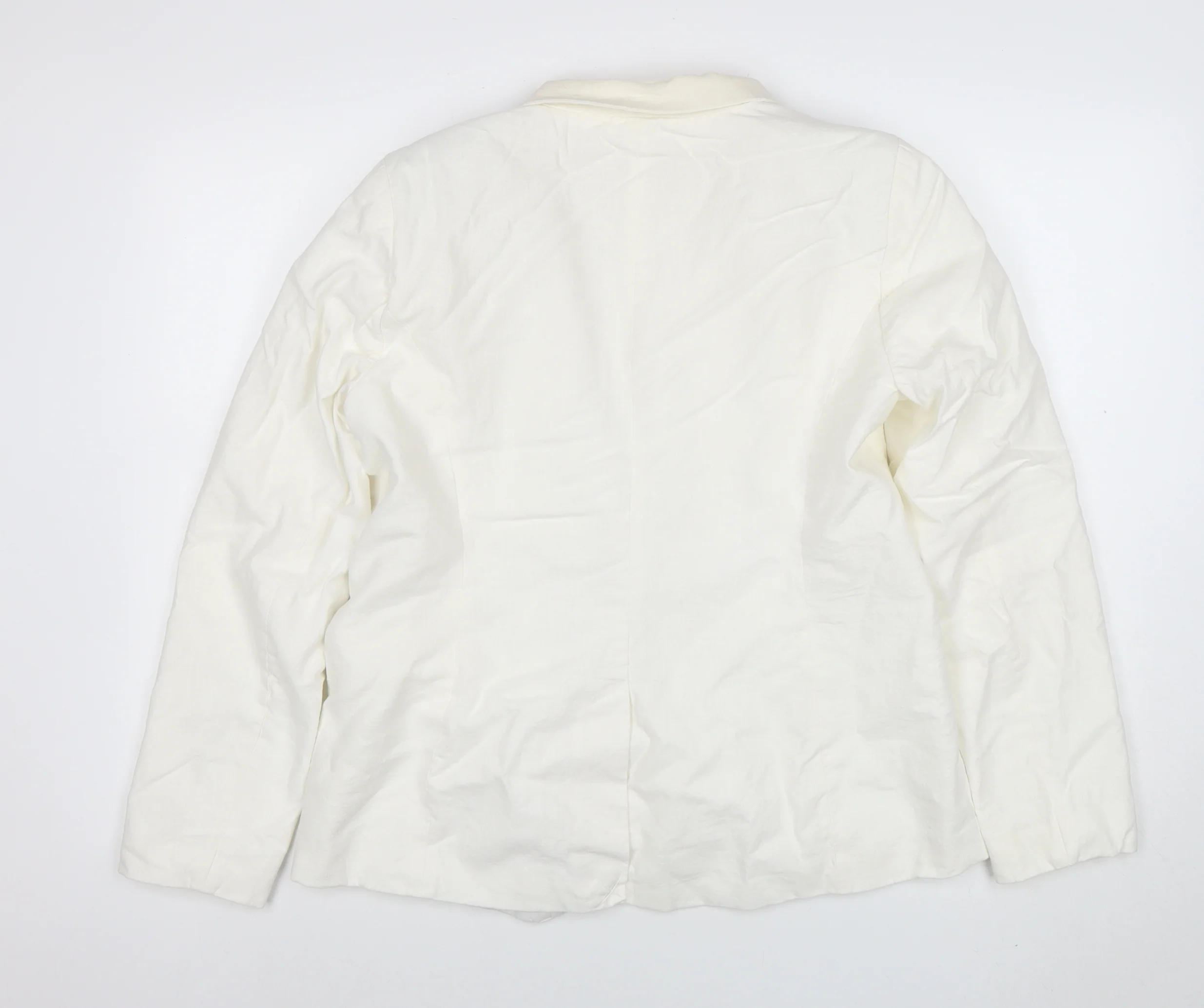 Eliane Rose Women's Ivory Linen Blend Single Breasted Blazer Size 14 - Image 3