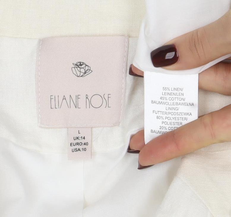 Eliane Rose Women's Ivory Linen Blend Single Breasted Blazer Size 14 - Image 4