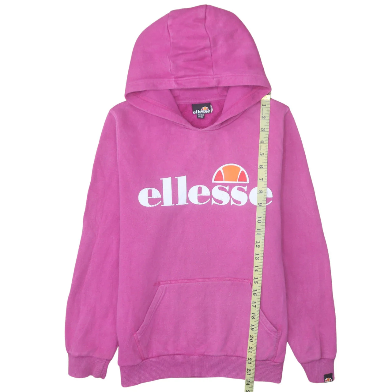 Ellesse Girls Pink Pullover Hoodie 13-14 Years Cotton Blend Logo Sweatshirt - Image 2