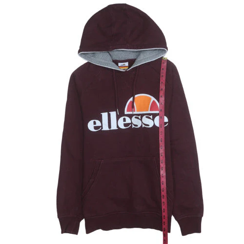 Ellesse Men’s Brown Pullover Hoodie M Logo Fleece Sweatshirt - Image 3