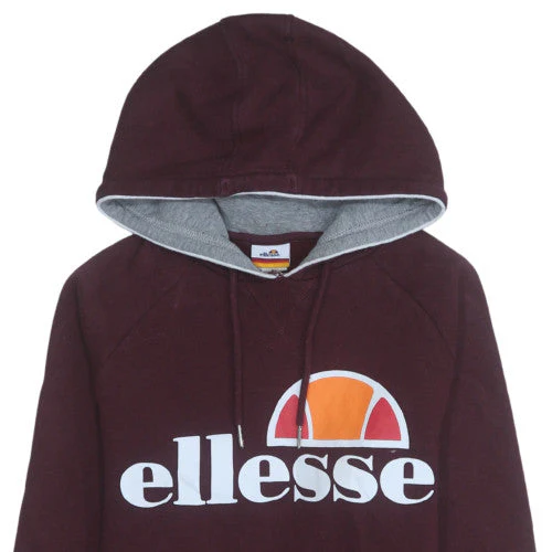 Ellesse Men’s Brown Pullover Hoodie M Logo Fleece Sweatshirt - Image 8