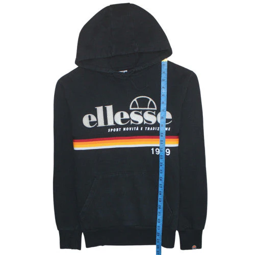 Ellesse Men's Black Pullover Hoodie Size S Retro Sports Logo - Image 3