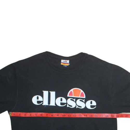 Ellesse Men's Black Pullover Sweatshirt M Crew Neck Logo Print - Image 2