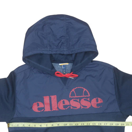 Ellesse Men's Blue Pullover Hoodie L Logo Sports Sweatshirt - Image 2