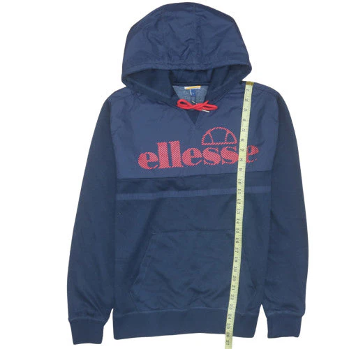 Ellesse Men's Blue Pullover Hoodie L Logo Sports Sweatshirt - Image 3