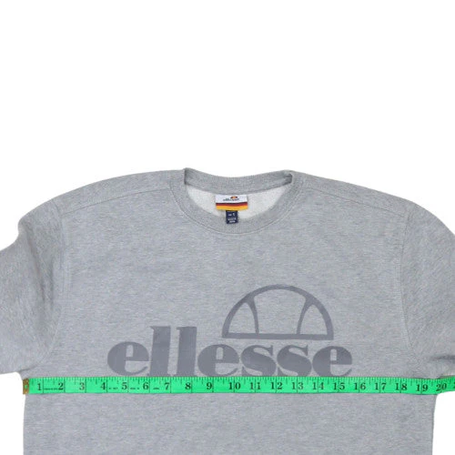 Ellesse Mens Grey Crew Neck Sweatshirt S Classic Logo Pullover - Image 2
