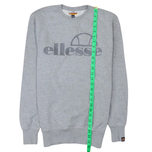 Ellesse Mens Grey Crew Neck Sweatshirt S Classic Logo Pullover - Image 3