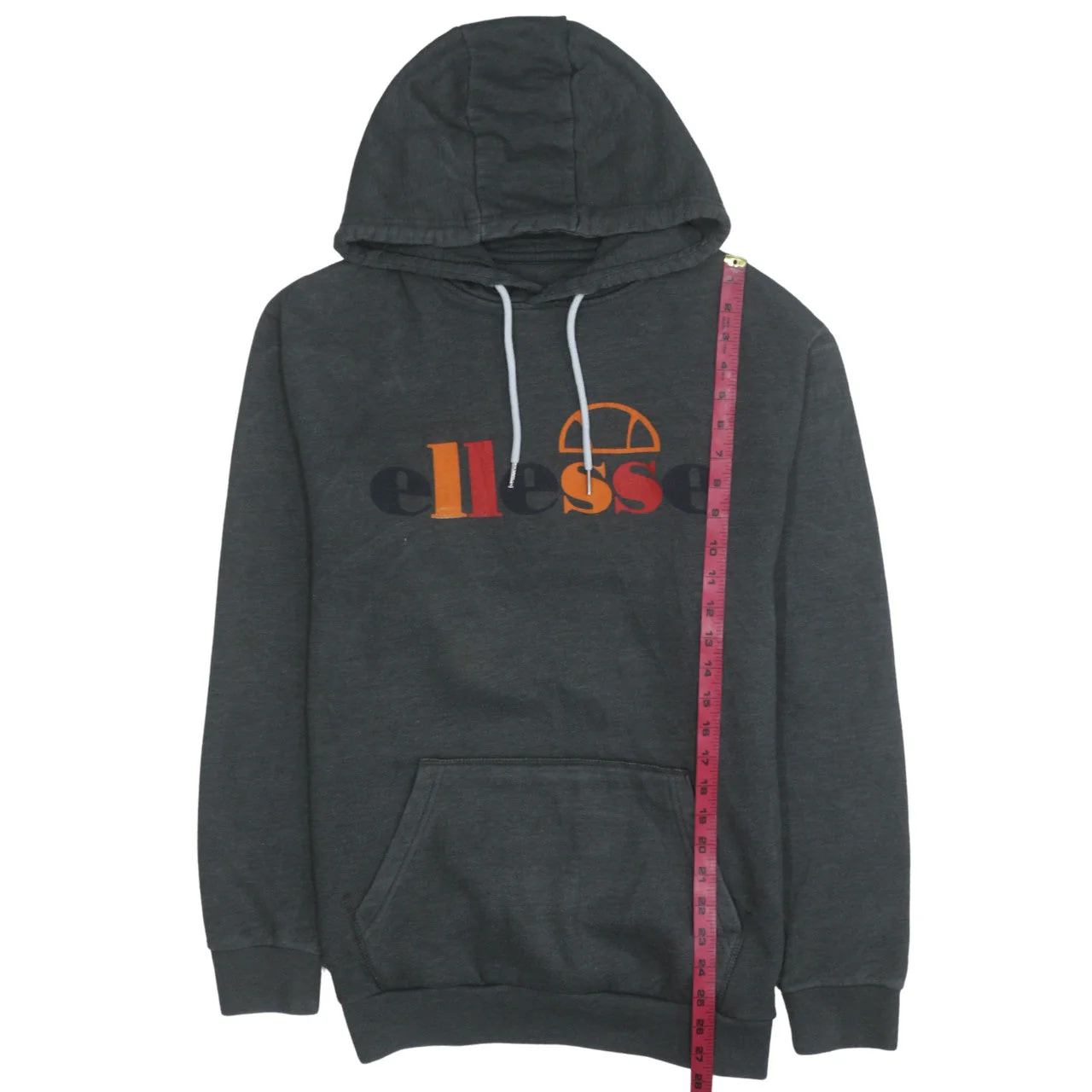 Ellesse Men's Grey Pullover Hoodie Medium Logo Fleece Sweatshirt - Image 3