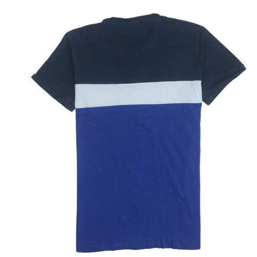 Ellesse Men's Navy Blue Colourblock Crew Neck T-Shirt XS - Image 4