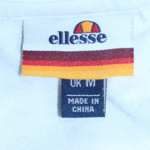Ellesse Men's White Graphic Logo Crew Neck Cotton T-Shirt Size M - Image 6