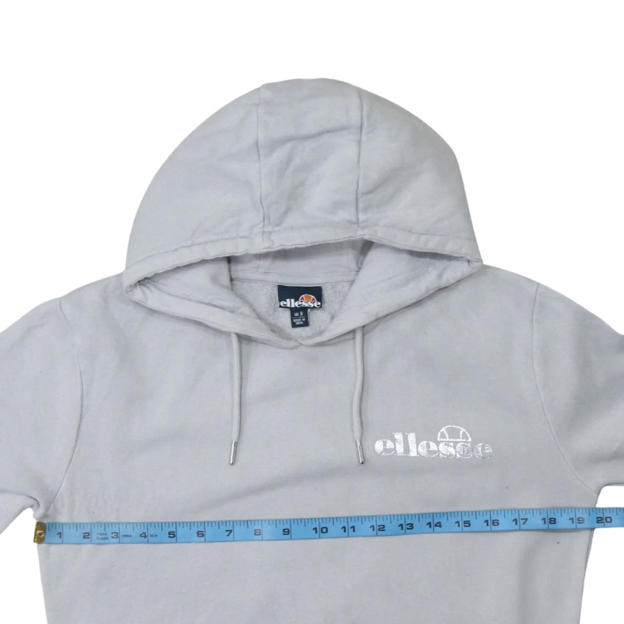 Ellesse Women Grey Pullover Hoodie UK 8 Cotton Blend Casual - Image 2