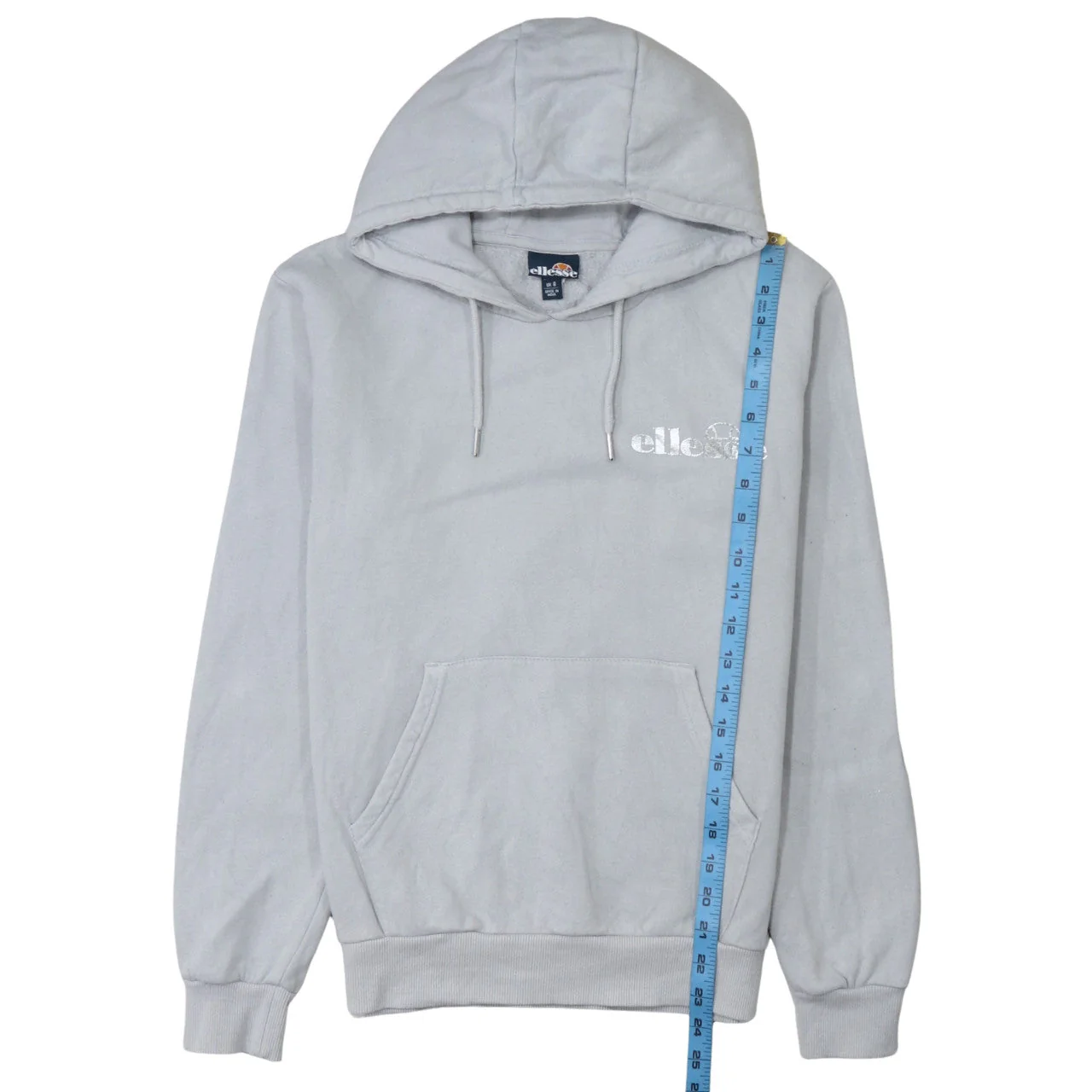 Ellesse Women Grey Pullover Hoodie UK 8 Cotton Blend Casual - Image 3