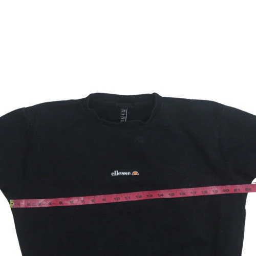 Ellesse Womens Black Colourblock Crew Neck Pullover Sweatshirt UK 10 - Image 2