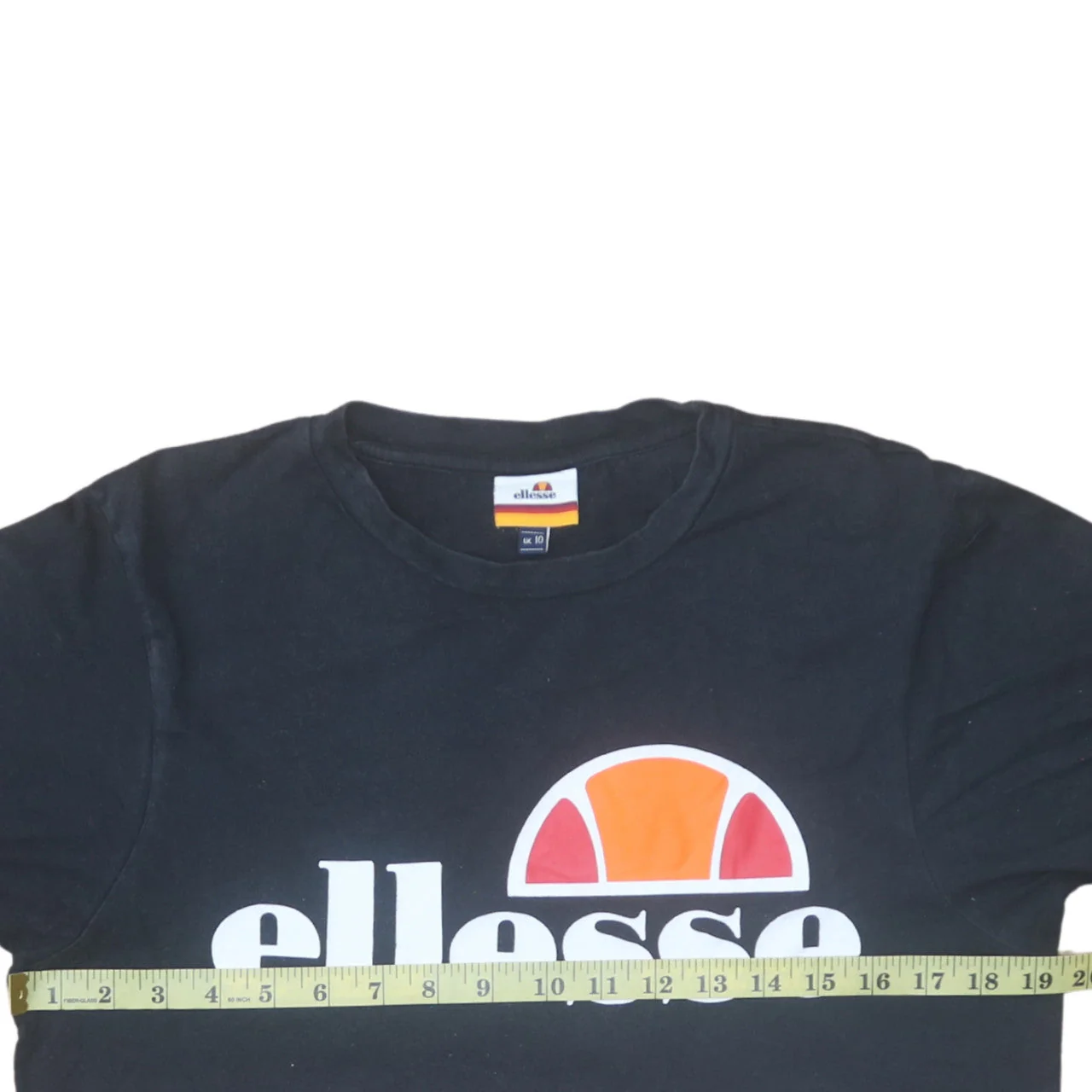 Ellesse Womens Black Colourblock Logo T-Shirt Size 10 - Image 3