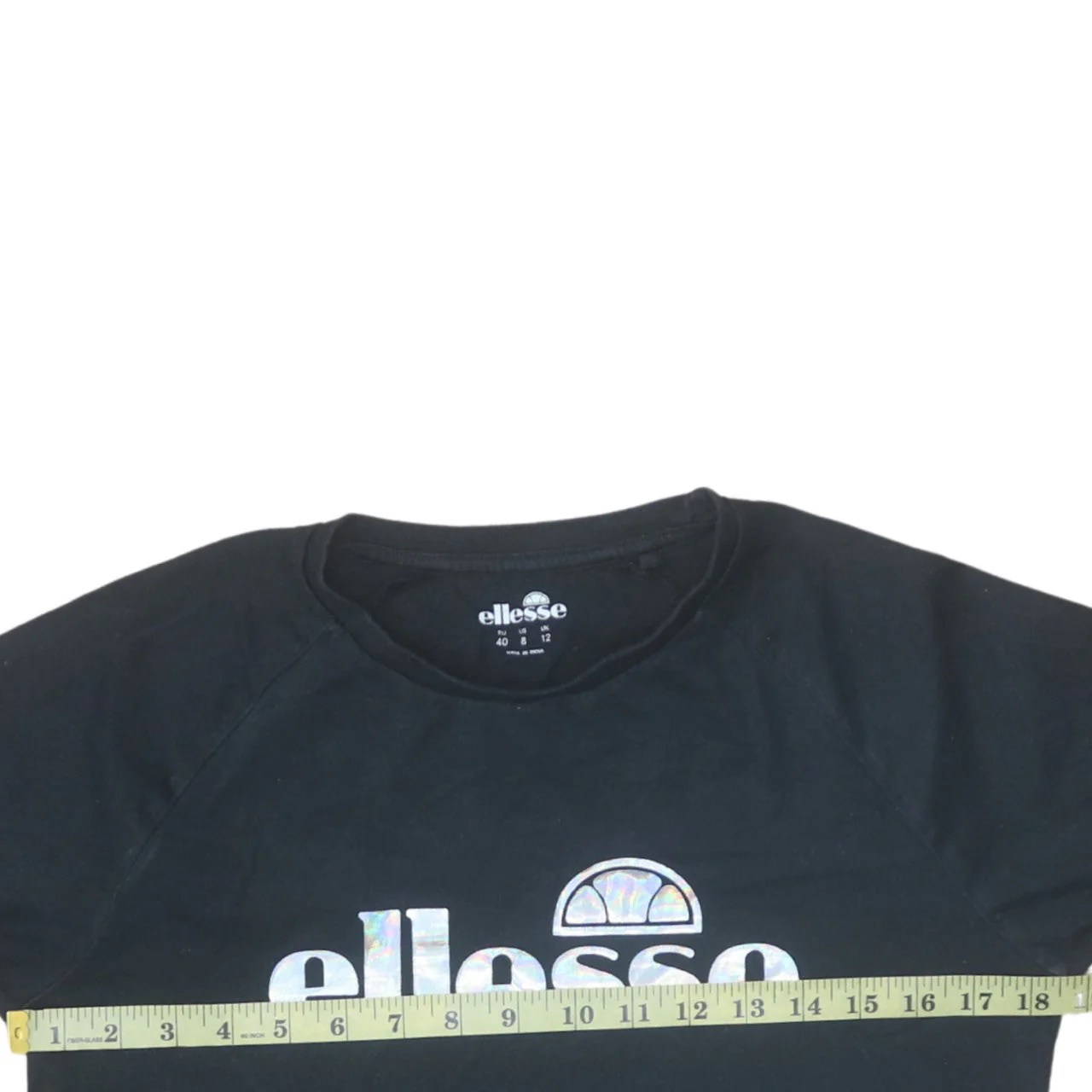 Ellesse Womens Black Cotton Short Sleeve T-Shirt Size 12 - Image 2