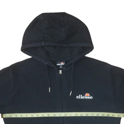 Ellesse Womens Black Full Zip Hoodie UK 8 Cotton Blend Casual - Image 2