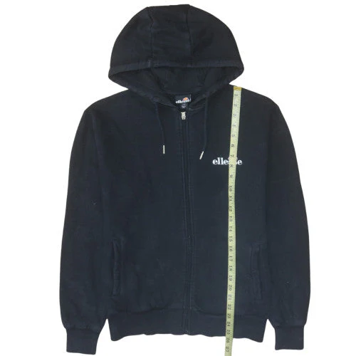 Ellesse Womens Black Full Zip Hoodie UK 8 Cotton Blend Casual - Image 3