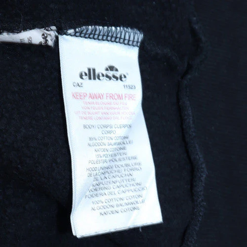 Ellesse Womens Black Full Zip Hoodie UK 8 Cotton Blend Casual - Image 6