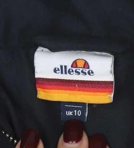 Ellesse Women's Black Long Puffer Coat UK 10 Full Zip Lined Winter Jacket - Image 4