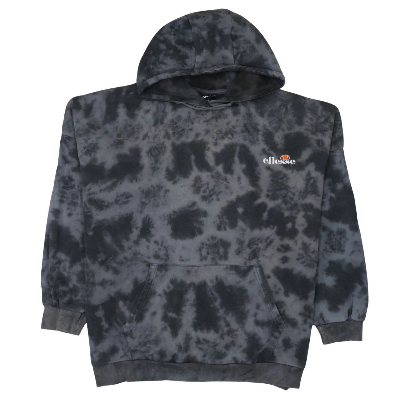 Ellesse Womens Black Tie Dye Pullover Hoodie UK 12 Cotton Casual