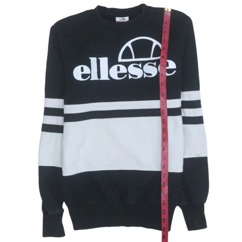 Ellesse Womens Black White Sweatshirt Size 4 Cotton Pullover - Image 2
