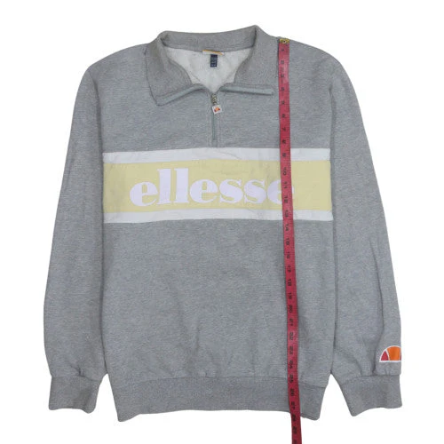 Ellesse Womens Grey 1/4 Zip Logo Sweatshirt UK 16 Hoodie Style - Image 2