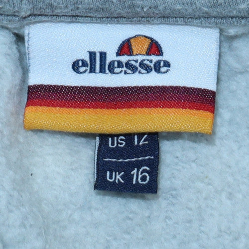 Ellesse Womens Grey 1/4 Zip Logo Sweatshirt UK 16 Hoodie Style - Image 5
