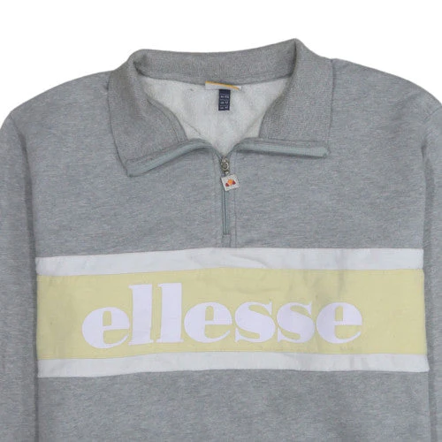 Ellesse Womens Grey 1/4 Zip Logo Sweatshirt UK 16 Hoodie Style - Image 7