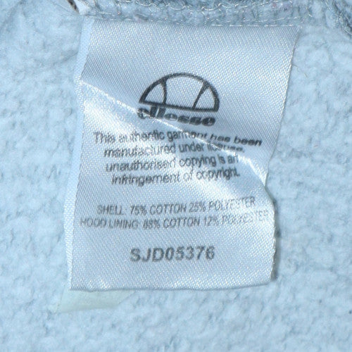 Ellesse Women's Grey Cropped Hoodie UK 14 Logo Tape Drawstring - Image 5