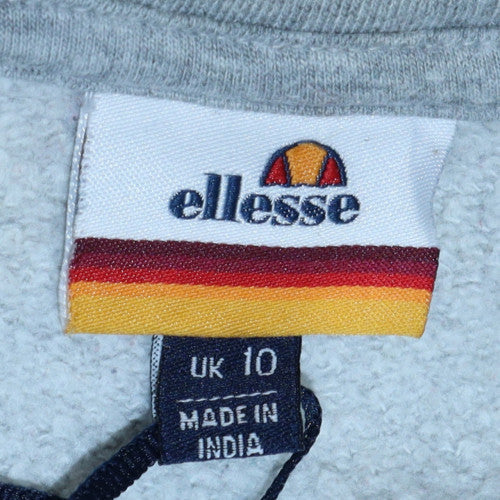 Ellesse Womens Grey Full Zip Hoodie UK 10 Cotton Blend - Image 5