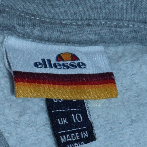 Ellesse Womens Grey Full Zip Hoodie UK 10 Cotton Blend Casual - Image 5
