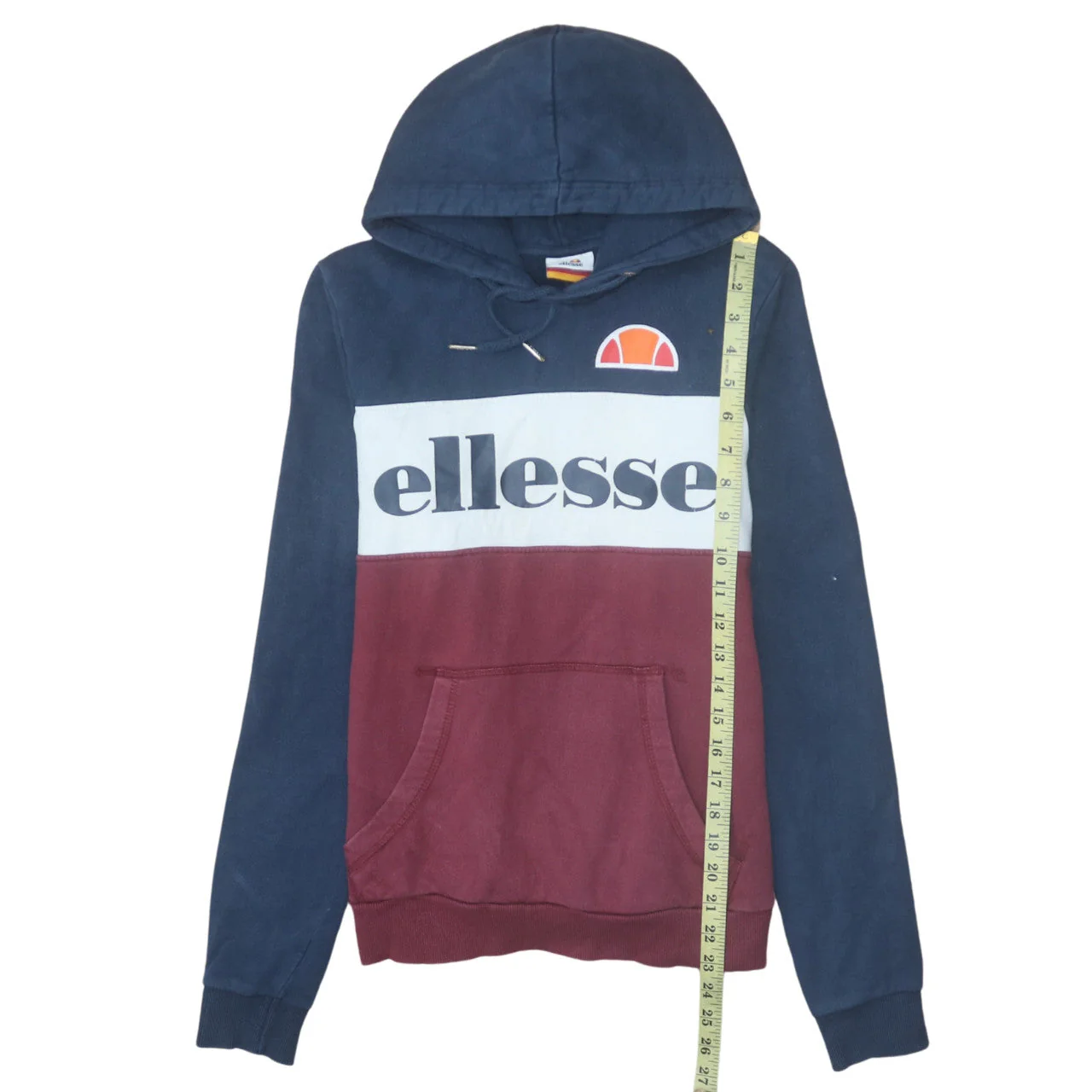 Ellesse Womens Navy Burgundy Colourblock Hoodie Size 10 Pullover - Image 3